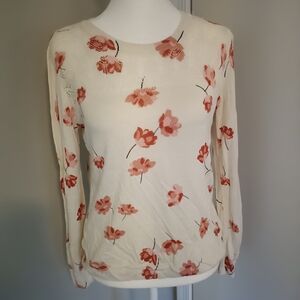 Daniel Rainn Cream and Pink Floral Blouse